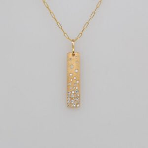 14K Confetti Diamond Bar Pendant