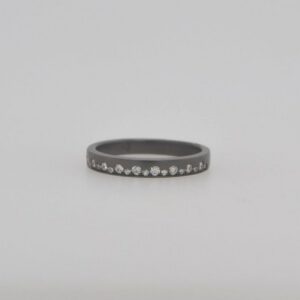 14K Confetti Diamond Blackened Narrow Brushed Band