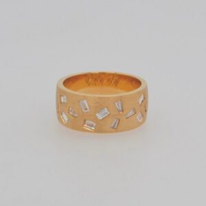 14K Scattered Baguette Diamond Wide Band
