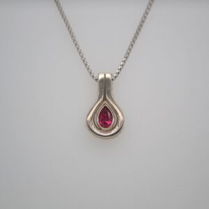 14K Pear Cut Ruby Pendant