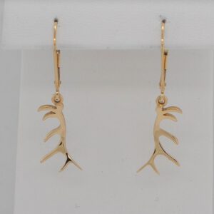 14K Yellow Gold Antler Earrings