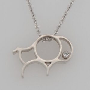 Sterling Silver Simms Bison Diamond Pendant