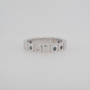 14K Blue & White Diamond Carved Band