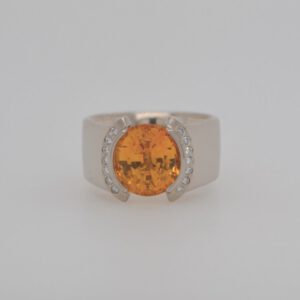 One of a Kind, 14K Yellow Sapphire & Diamond Wide Ring