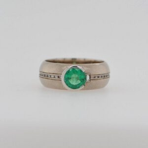 One of a kind, 14K Emerald & Diamond Ring