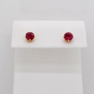 14K Yellow Gold Ruby Stud Earrings