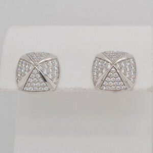 One of a Kind, 14K Pavé Diamond Pyramid Post Earrings