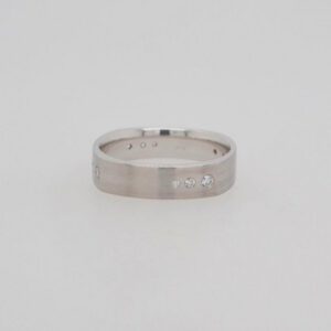 One of a Kind, 14K Square Brushed Diamond Band