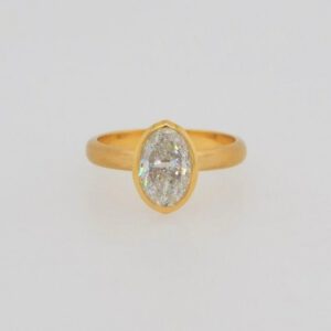 One of a Kind 18K Bezel Set Oval Diamond Solitaire Ring