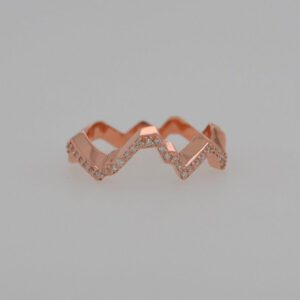 14K Rose Gold Snowy Diamond Teton Silhouette Ring