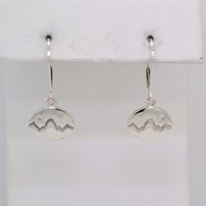 Sterling Silver Diamond Teton Oval Dangle Earrings