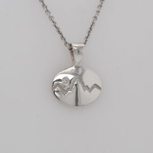 Sterling Silver Diamond Teton Oval Pendant