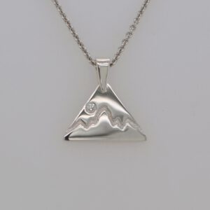 Sterling Silver Diamond Teton Triangle Pendant