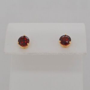 14K Yellow Gold Garnet Posts