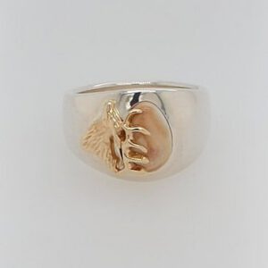 Sterling Silver/14K Elk Head Elk Ivory Ring