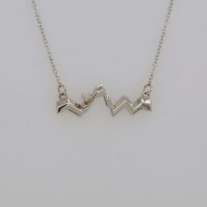 14K White Gold Diamond Teton Silhouette Necklace