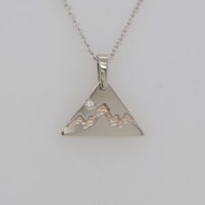 14K White Gold Diamond Teton Triangle Pendant