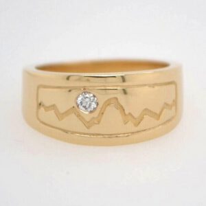 14K Yellow Gold Diamond Teton Framed Band